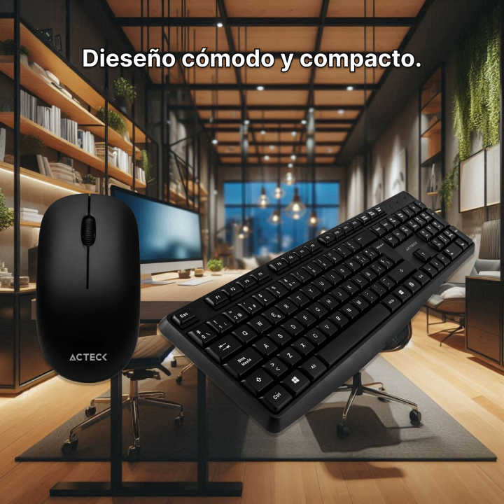 Kit Teclado y Mouse Inalámbrico Acteck MK440 - Teclas Silenciosas